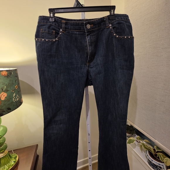 Dark Blue Flare Jeans Studded Western  Bootcut Size 14/16 - Picture 7 of 7